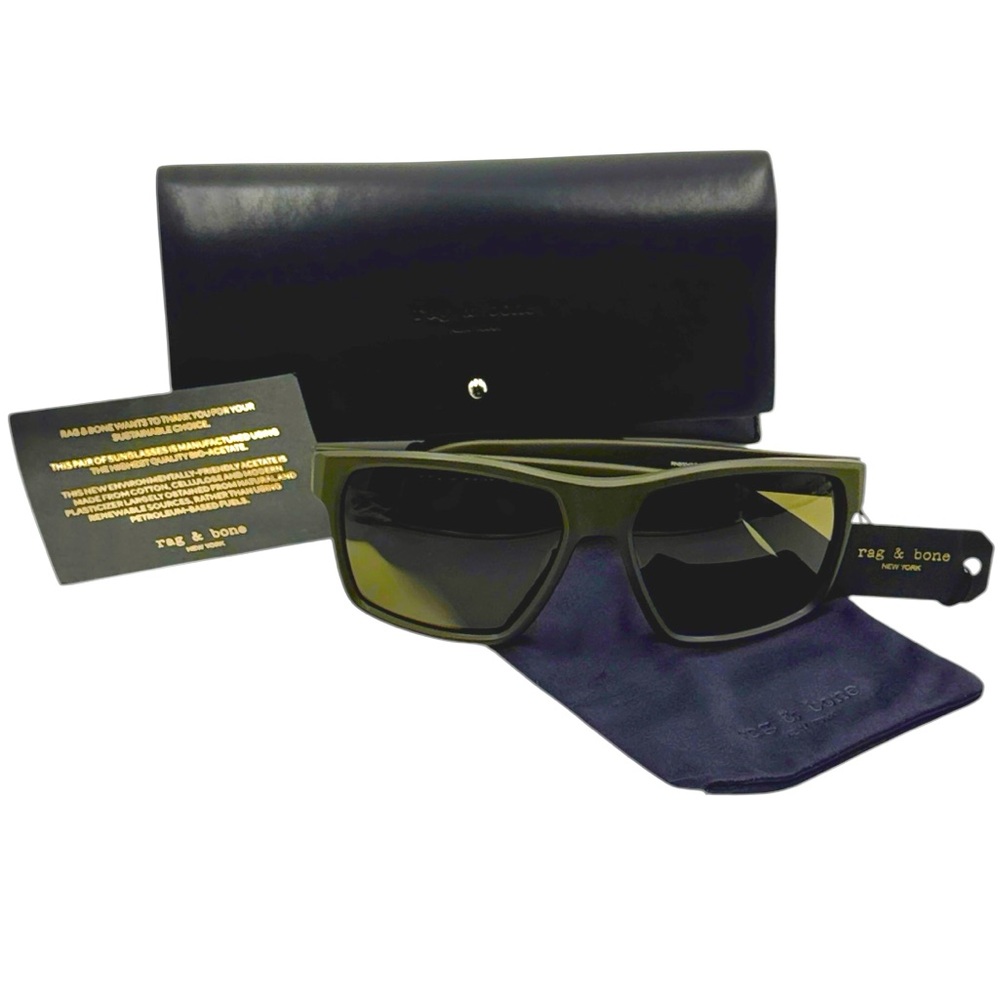 Rag & Bone 58mm Matte Green Rectangular Sunglasses